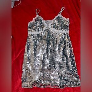 SHEIN FRENCHY SEQUIN LACE MINI DRESS